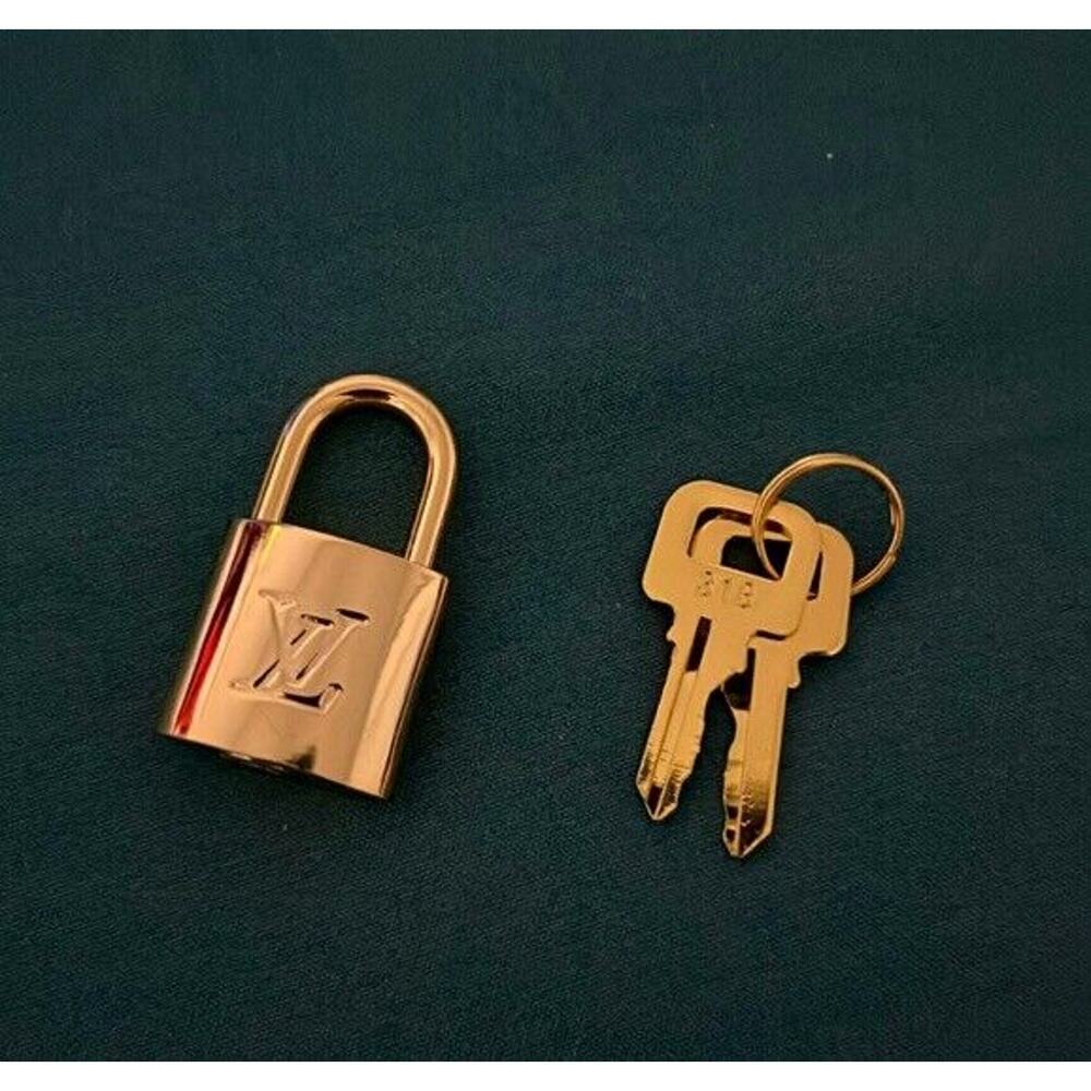 Gold Louis Vuitton Padlock Set with 2 Keys - Vintage Accessory